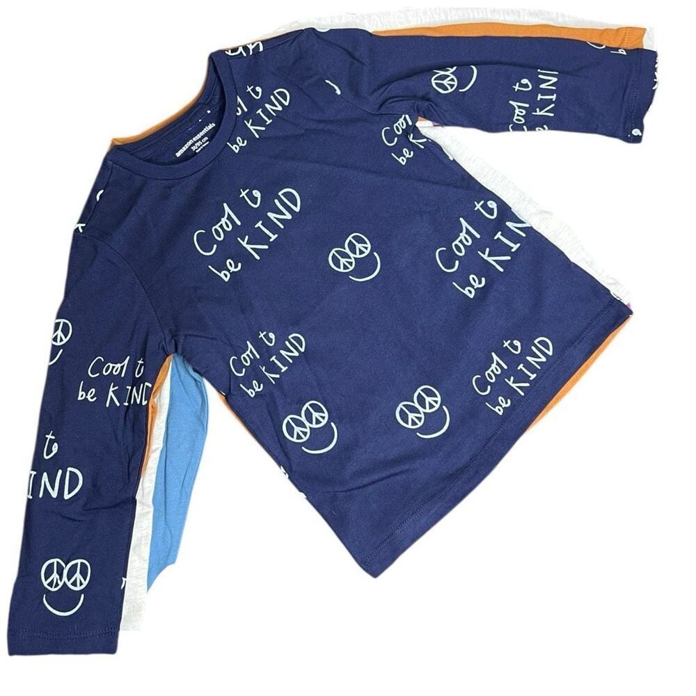 NEW Amazon Essentials Boys/Girls Long Sleeve T-Shirt 5 Pack 3T Graphic Tees